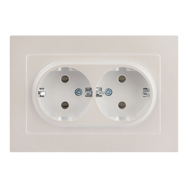Розетка Intro Accent 2X2P+E Schuko 16А-250В IP20 перламутр 6-205-06