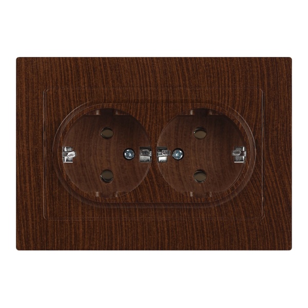 Розетка Intro Accent 2X2P+E Schuko 16А-250В IP20 венге 6-205-10