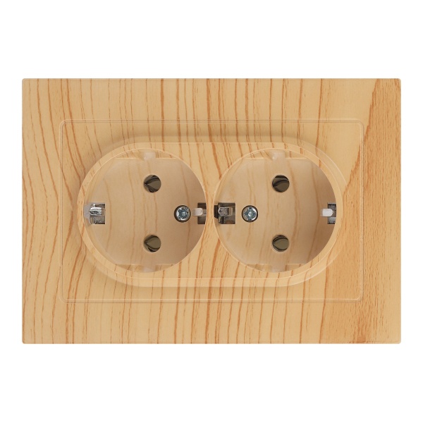 Розетка Intro Accent 2X2P+E Schuko 16А-250В IP20 сосна 6-205-11