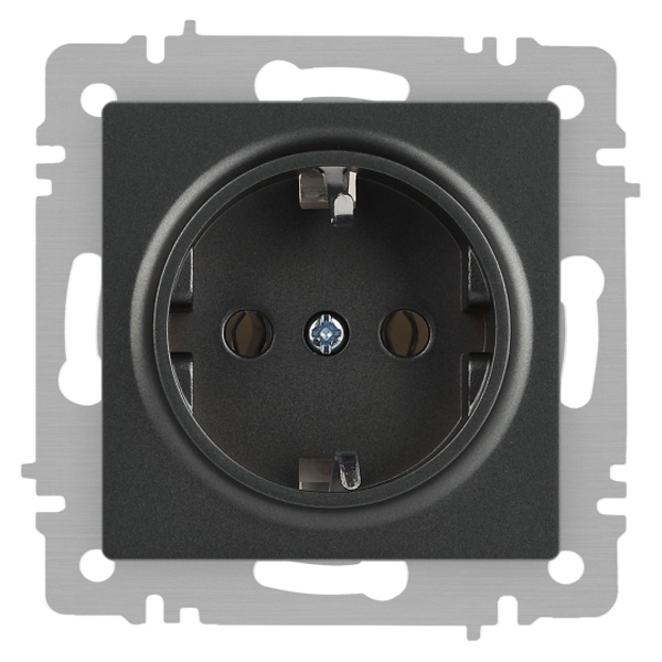 Розетка Intro Accent 2P+E Schuko 16А-250В IP20 графит 6-202-07