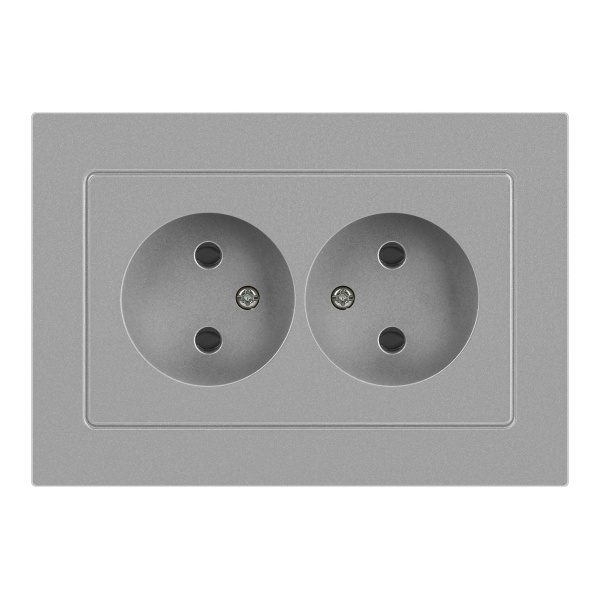 Розетка двойная Intro Accent 2х2P 16А-250В IP20 алюминий 6-204-03