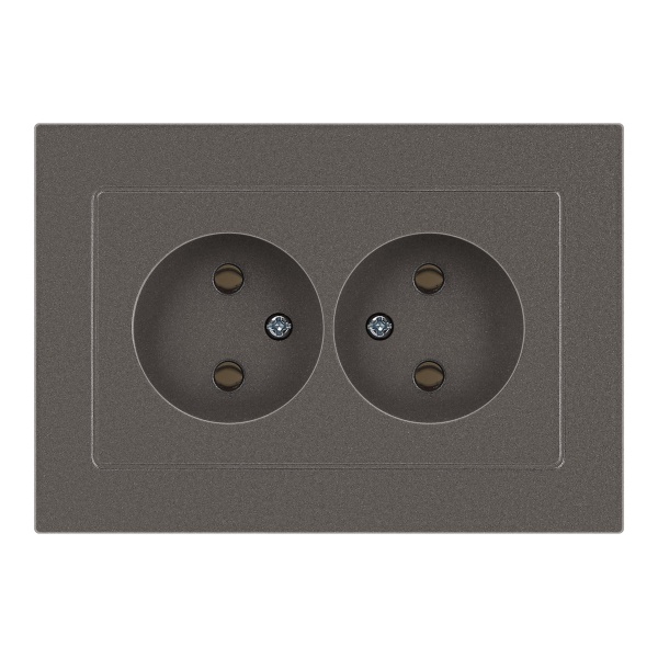 Розетка двойная Intro Accent 2х2P 16А-250В IP20 титан 6-204-09