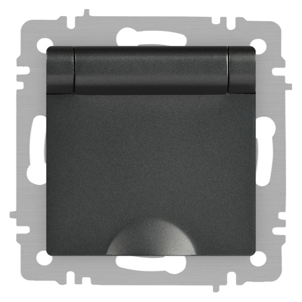 Розетка Intro Accent 2P+E Schuko с крышкой 16А-250В IP20 графит 6-203-07