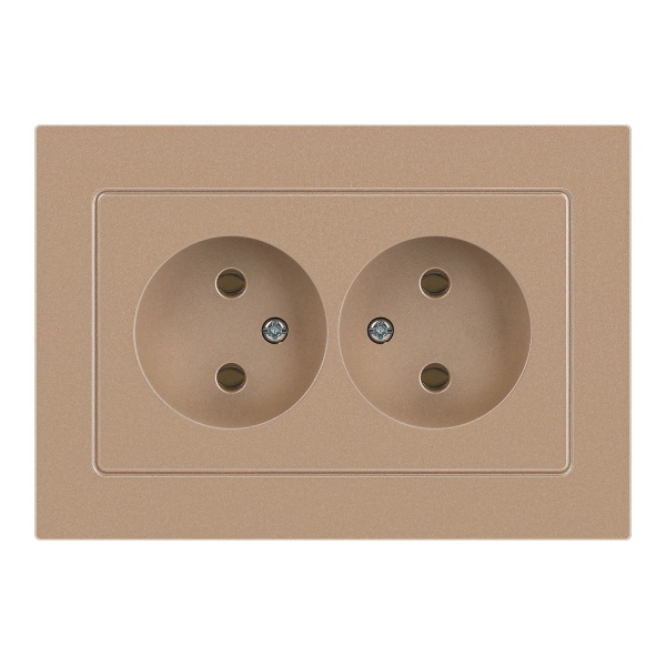Розетка двойная Intro Accent 2х2P 16А-250В IP20 шампань 6-204-04