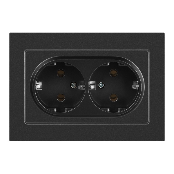 Розетка Intro Accent 2X2P+E Schuko 16А-250В IP20 графит 6-205-07