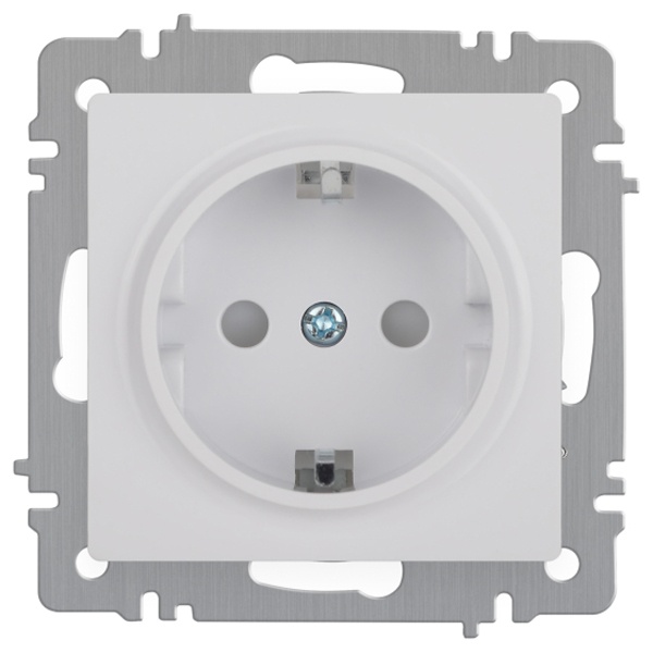 Розетка Intro Accent 2P+E Schuko со шторками 16А-250В IP20 белый 6-206-01