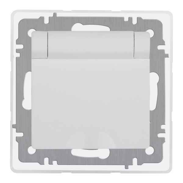 Розетка Intro Accent 2P+E Schuko с крышкой штор. 16А-250В IP44 белый 6-209-01