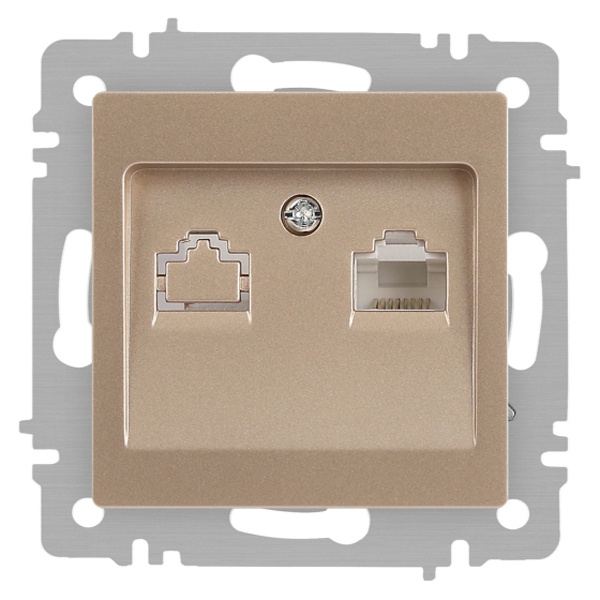 Розетка информационная Intro Accent RJ45 IP20 шампань 6-303-04