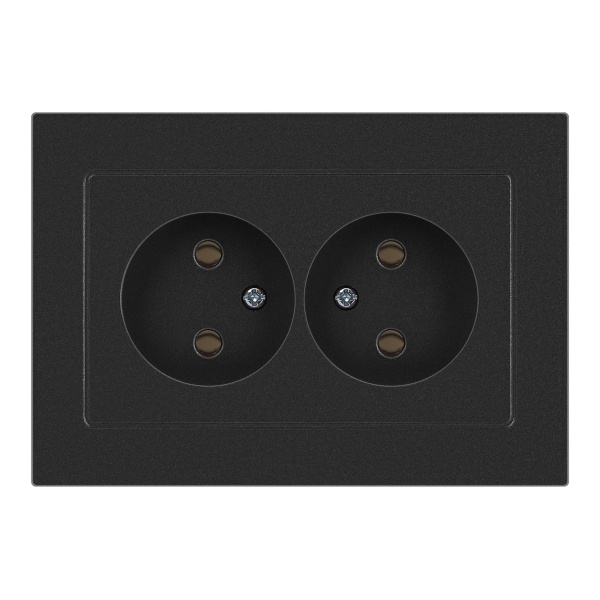 Розетка двойная Intro Accent 2х2P 16А-250В IP20 графит 6-204-07