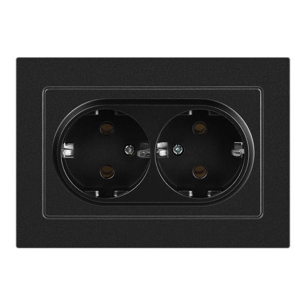 Розетка Intro Accent 2X2P+E Schuko 16А-250В IP20 антрацит 6-205-05