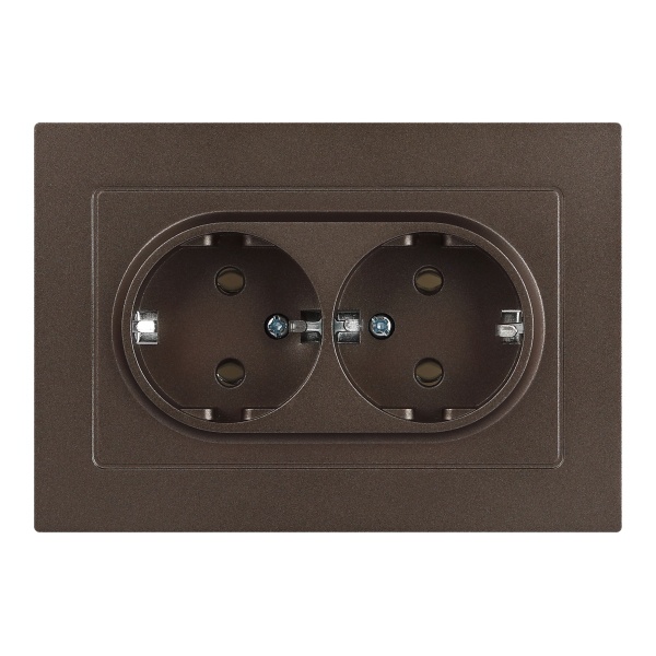 Розетка Intro Accent 2X2P+E Schuko 16А-250В IP20 бронза 6-205-08