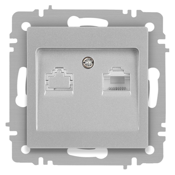 Розетка информационная Intro Accent RJ45 IP20 алюминий 6-303-03