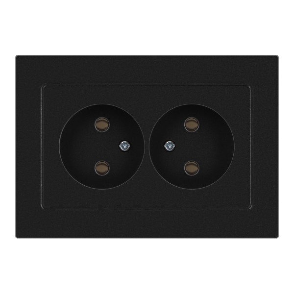 Розетка двойная Intro Accent 2х2P 16А-250В IP20 антрацит 6-204-05