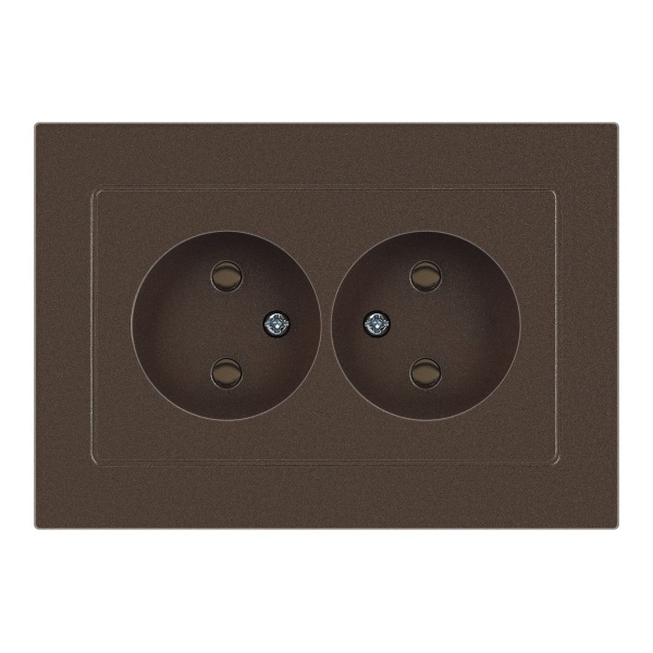 Розетка двойная Intro Accent 2х2P 16А-250В IP20 бронза 6-204-08