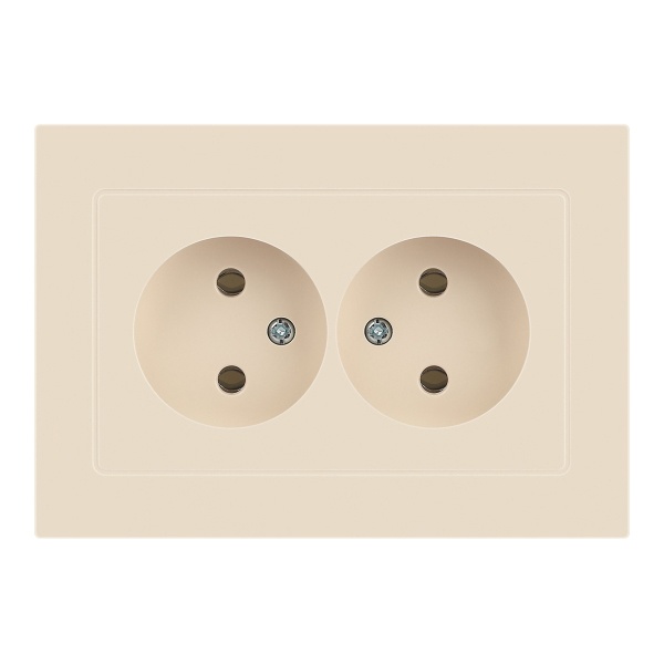 Розетка двойная Intro Accent 2х2P 16А-250В IP20 слоновая кость 6-204-02 (бежевый)