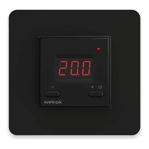 Терморегулятор цифровой Welrok vt bk встроенный термодатчик, 16 А, 3000 Вт, 0…35 °С, черный