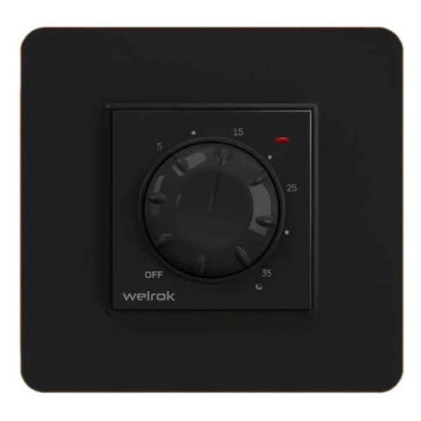Терморегулятор механический Welrok rol bk встроенный термодатчик, 16 А, 3000 Вт, 0…35 °С, черный