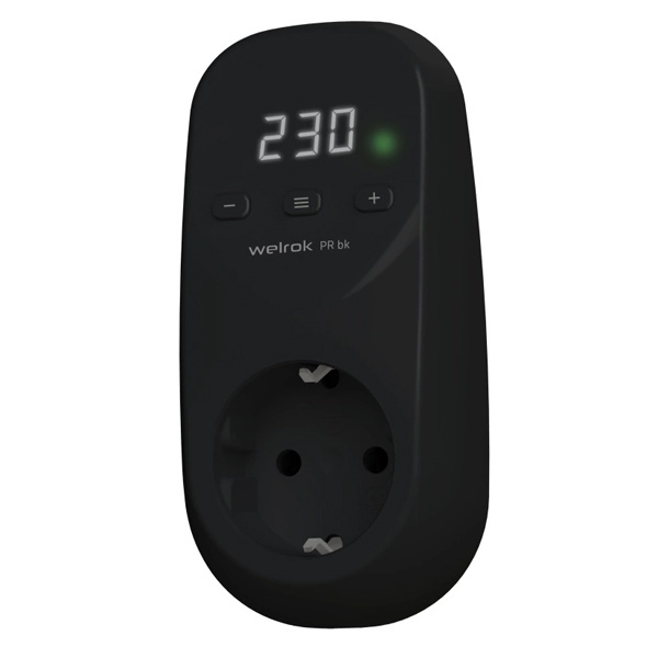 Реле контроля напряжения в розетку Welrok PR bk 1Ф 16А 3000ВА черный