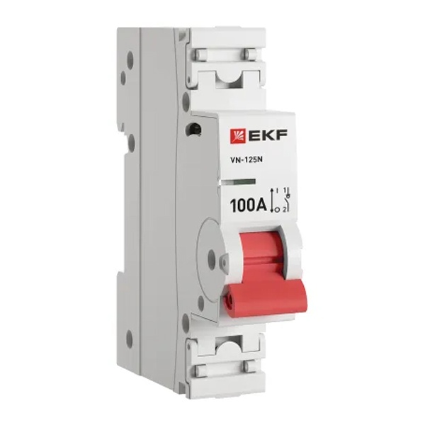 Рубильник модульный EKF PROxima ВН-125N 1P 100А однофазный (выключатель нагрузки)