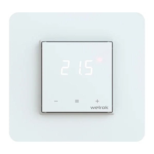 Терморегулятор цифровой Welrok lis сенсорный экран с датчиком пола 16А 3000Вт 5-40 °С белый