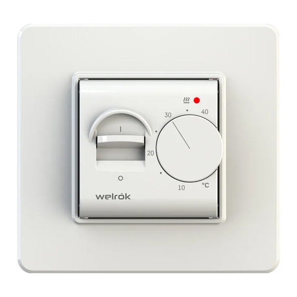 Механический термостат Welrok mex датчик пола, выключатель 16А 3000Вт 10-40 °С белый
