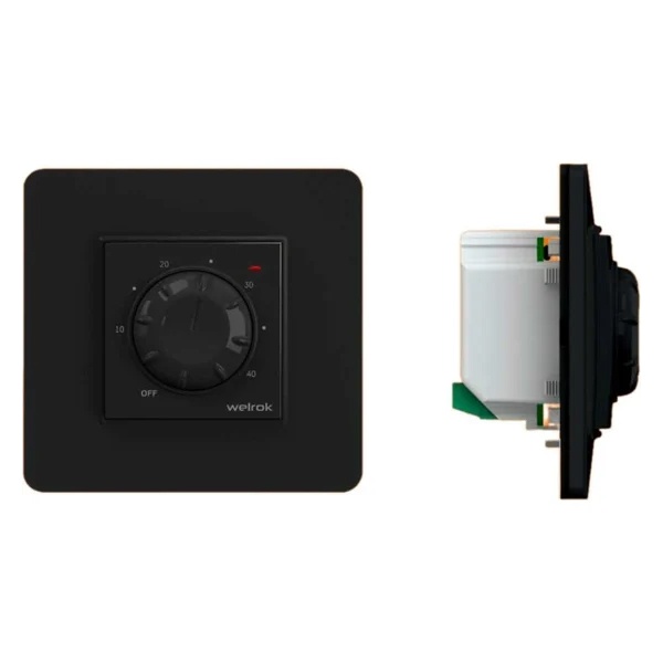 Механический термостат Welrok rtp bk с датчиком пола 16А 3000Вт 10-40 °С черный