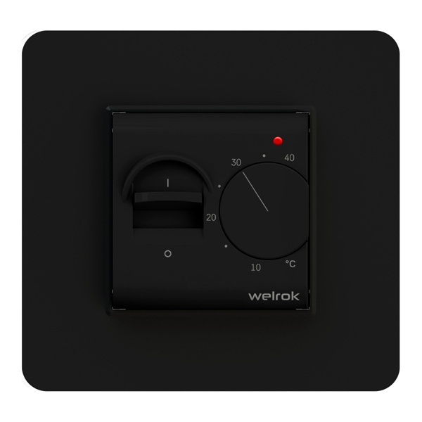 Механический термостат Welrok mex bk датчик пола, выключатель 16А 3000Вт 10-40 °С черный