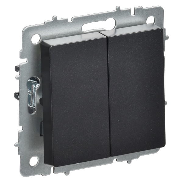 Переключатель перекрестный 2-клавишный ИЭК BRITE 10А черный (ВС10-2-3-БрЧ)