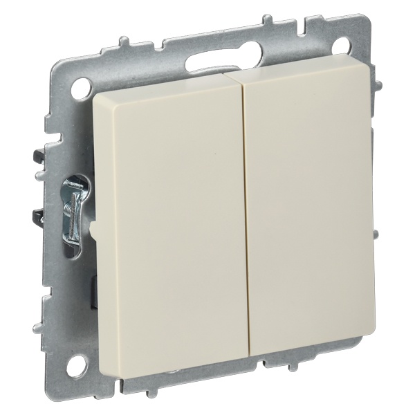 Переключатель перекрестный 2-клавишный ИЭК BRITE 10А бежевый (ВС10-2-3-БрКр)