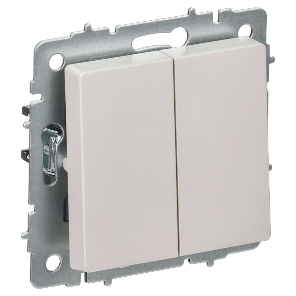 Переключатель перекрестный 2-клавишный ИЭК BRITE 10А жемчуг (ВС10-2-3-БрЖ)