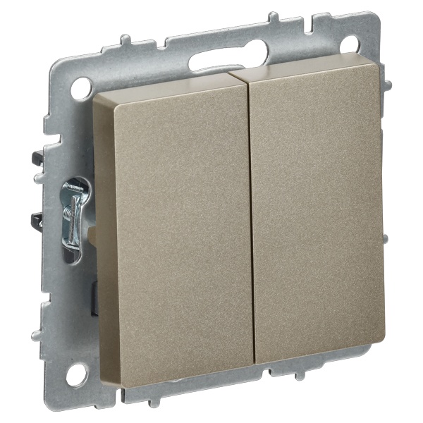 Переключатель перекрестный 2-клавишный ИЭК BRITE 10А шампань (ВС10-2-3-БрШ)
