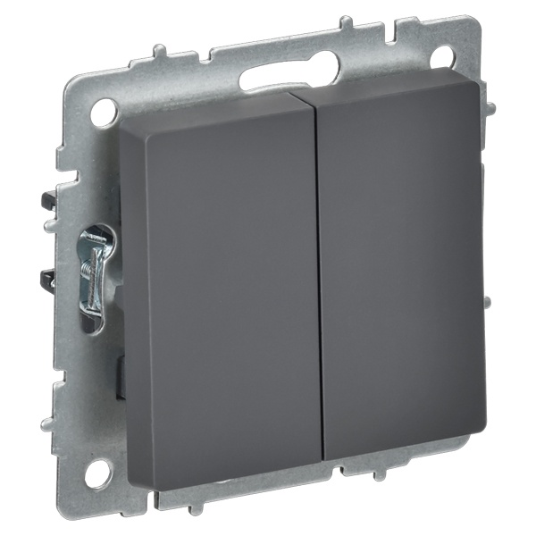 Переключатель перекрестный 2-клавишный ИЭК BRITE 10А графит (ВС10-2-3-БрГ)