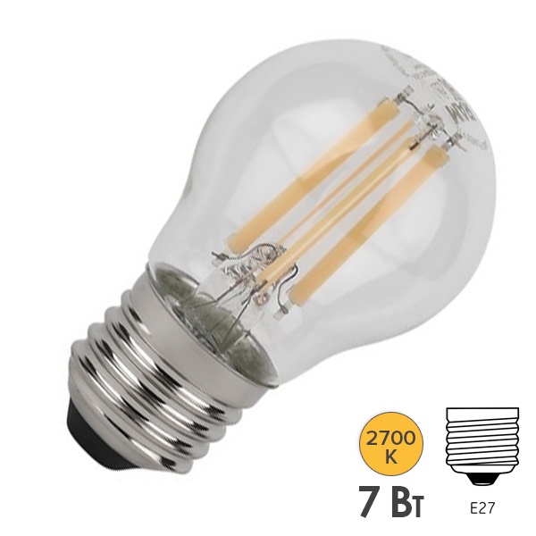 Лампа филаментная светодиодная шарик Osram SCL P100 7W/827 2700K 220V E27 прозрачная