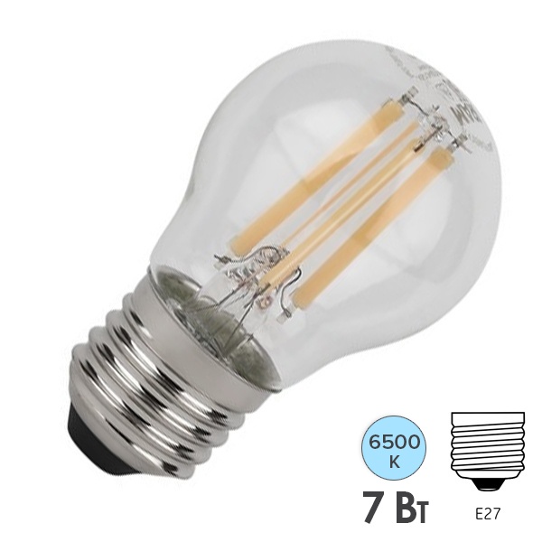 Лампа филаментная светодиодная шарик Osram SCL P100 7W/865 6500K 220V E27 прозрачная