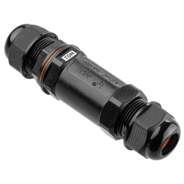 Кабельный коннектор TDM I-образный 5-и контактный IP68 черный