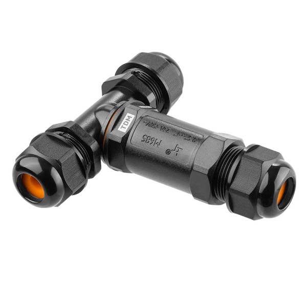 Кабельный коннектор TDM Т-образный 3-х контактный IP68 черный