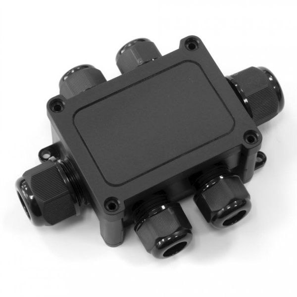 Распределительная коробка Промрукав 6-вводная IP68 ПА66 40А 450В d5-14 мм 135х96х42 черная