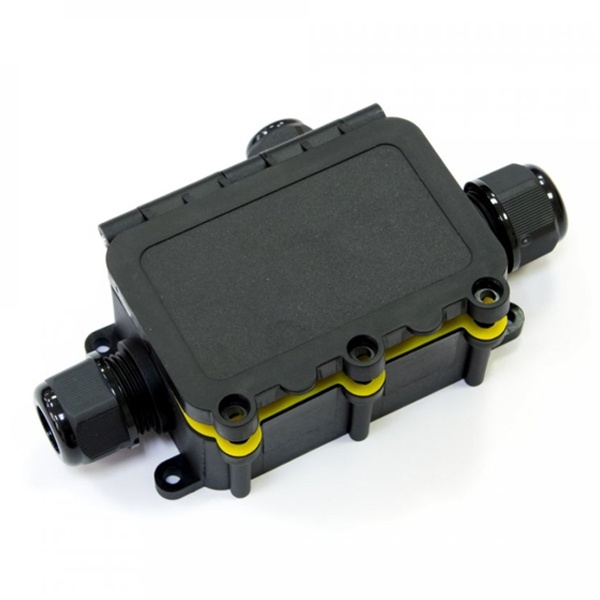 Распределительная коробка Промрукав откидная крышка 3-вводная IP68 ПА66 40А 450В d3,5-12мм 131х80х37