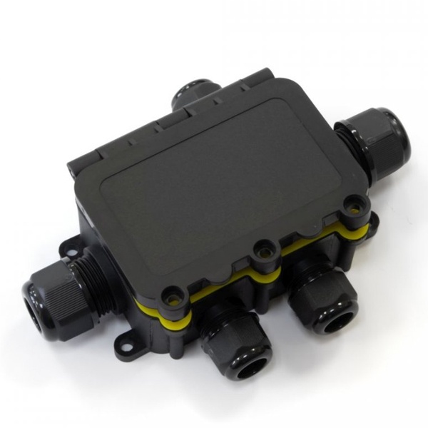 Распределительная коробка Промрукав откидная крышка 5-вводная IP68 ПА66 40А 450В d3,5-12мм 131х95х37