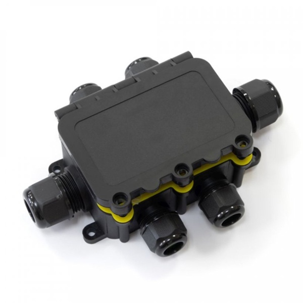 Распределительная коробка Промрукав откидная крышка 6-вводная IP68 ПА66 40А 450В d3,5-12мм 131х95х37