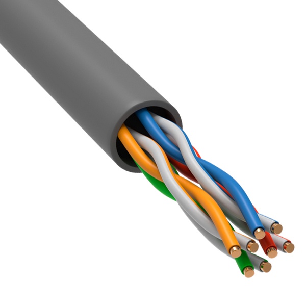 Кабель витая пара ITK неэкранированный U/UTP 4х2х24AWG cat 5e LSZH серый [бухта 305м] (провод для интернета)