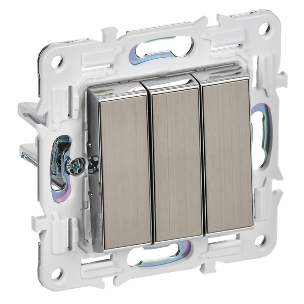 Выключатель трехклавишный ИЭК SKANDY SK-V11N 10А никель