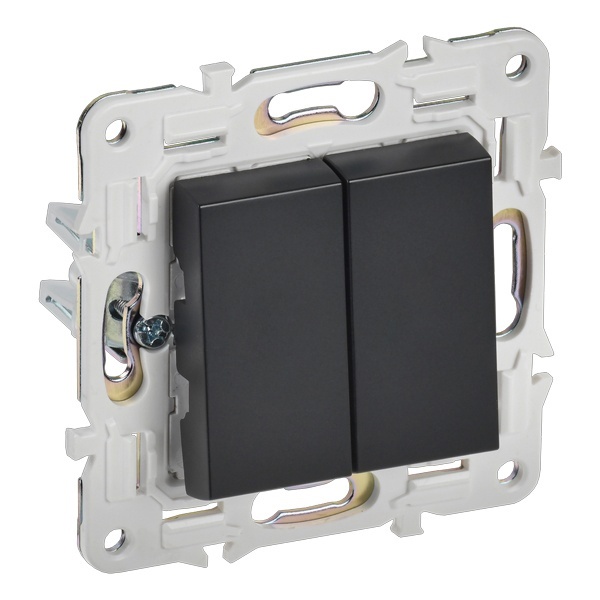 Переключатель перекрестный двухклавишный ИЭК SKANDY SK-V06Bl 10А черный