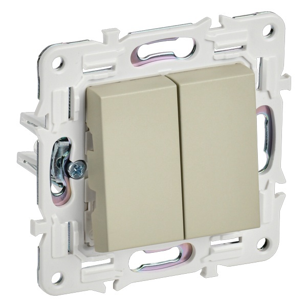 Переключатель перекрестный двухклавишный ИЭК SKANDY SK-V06B 10А бежевый