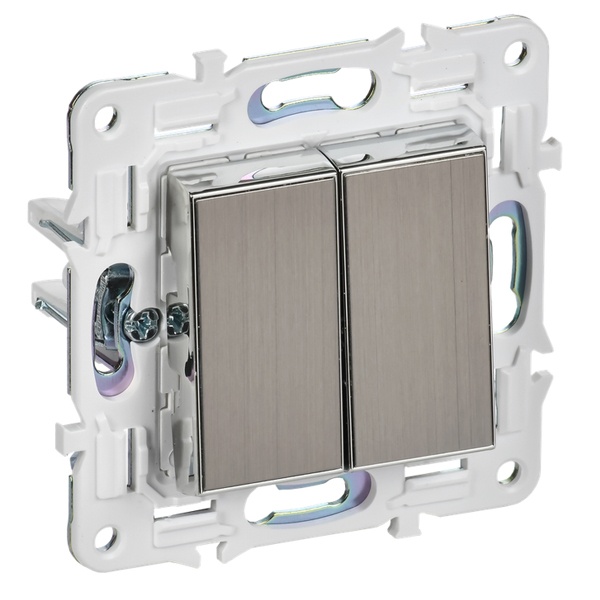 Переключатель перекрестный двухклавишный ИЭК SKANDY SK-V06N 10А никель