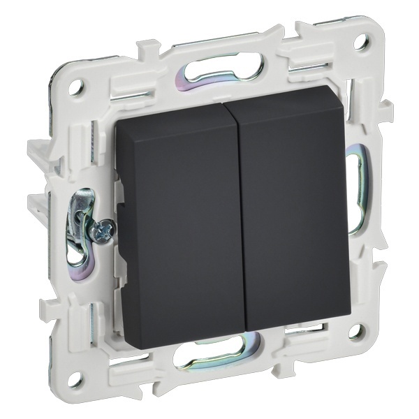 Переключатель перекрестный двухклавишный ИЭК SKANDY SK-V06G 10А графит