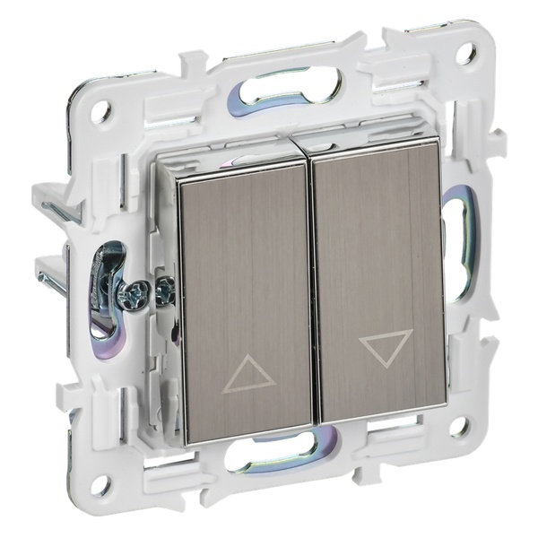 Выключатель жалюзи двухклавишный кнопочный ИЭК SKANDY SK-V12N 10А никель