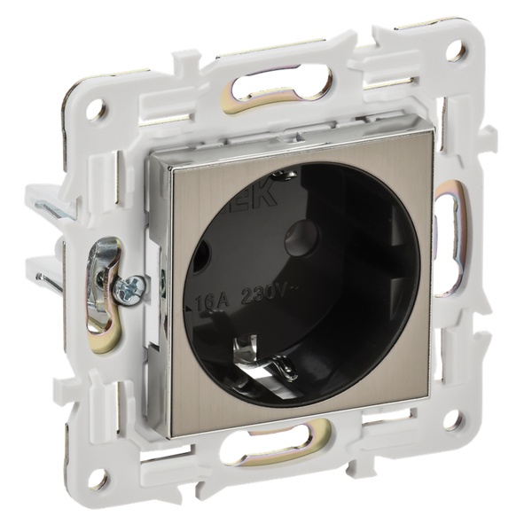 Розетка с заземлением ИЭК SKANDY SK-R05N 16А никель