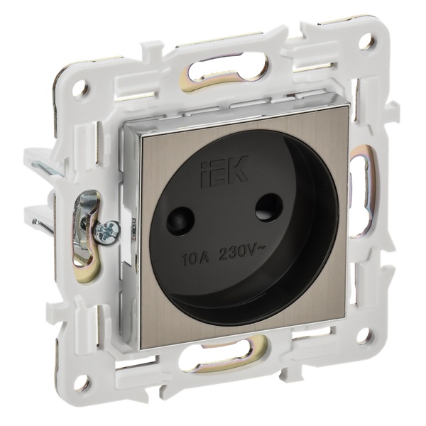 Розетка без заземления ИЭК SKANDY SK-R01N 10А шторки никель