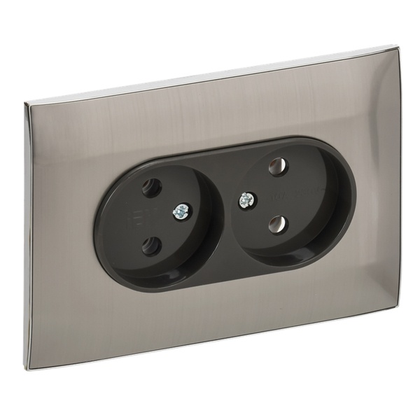 Розетка 2-я без заземления в сборе ИЭК SKANDY SK-R10N 10А никель